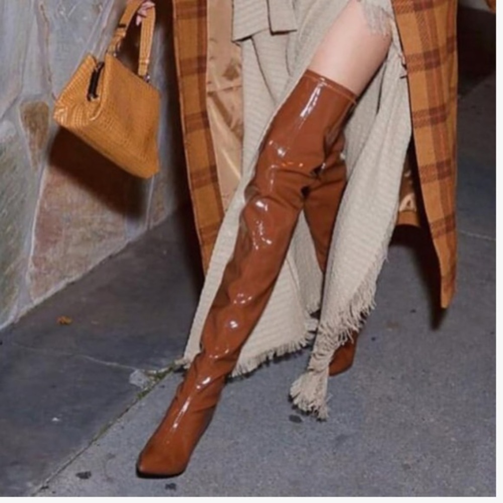 🔥sexy pleaser  shiny Brown Over-the-Knee Boots - Picture 4 of 12